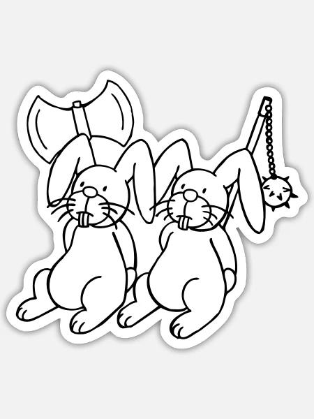 Killer-Kaninchen - weiß gefüllt - Sticker Größe S (10 x 10 cm) - Mattweiß