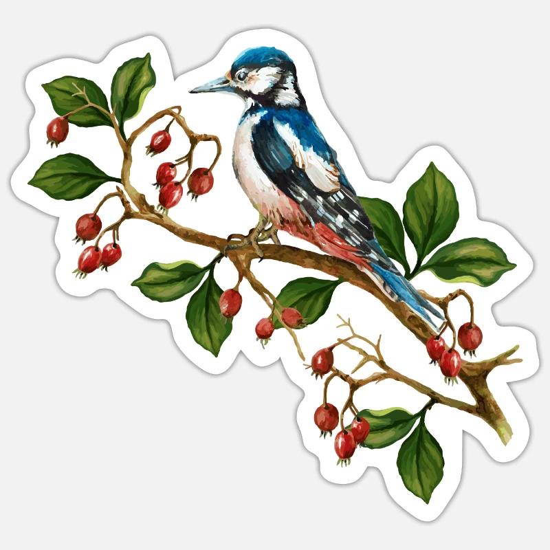 Bunter Vogel - Sticker Größe S (10 x 10 cm) - Mattweiß