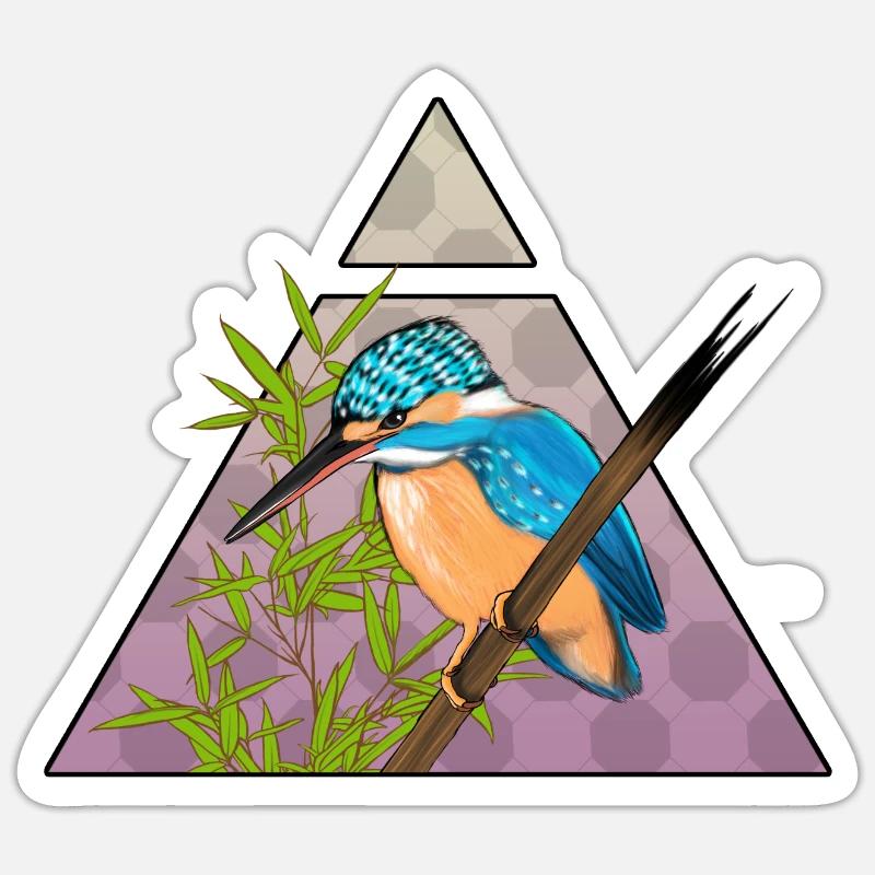 Martin pêcheur - Sticker taille S (10 x 10 cm) - blanc mat