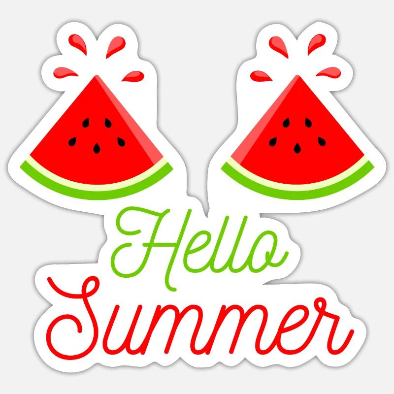 Bonjour la pastèque d’été - Sticker taille S (10 x 10 cm) - blanc mat