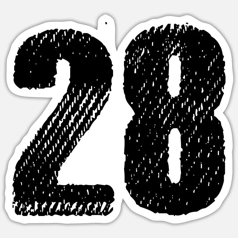 Maillot numéro 28 - Sticker taille S (10 x 10 cm) - blanc mat