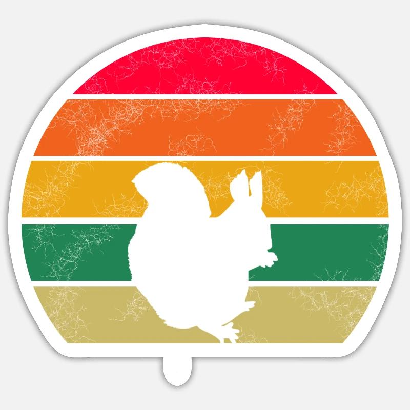 Waldbewohner Wald Tier Retro Eichhörnchen Sticker Größe S (10 x 10 cm)