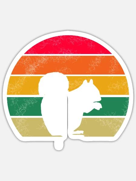 Waldbewohner Nagetier Retro Eichhörnchen - Sticker Größe S (10 x 10 cm) - Mattweiß