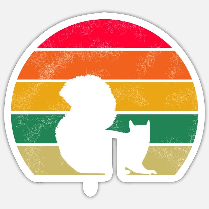 Tierliebhaber Wald Tier Retro Eichhörnchen - Sticker Größe S (10 x 10 cm) - Mattweiß