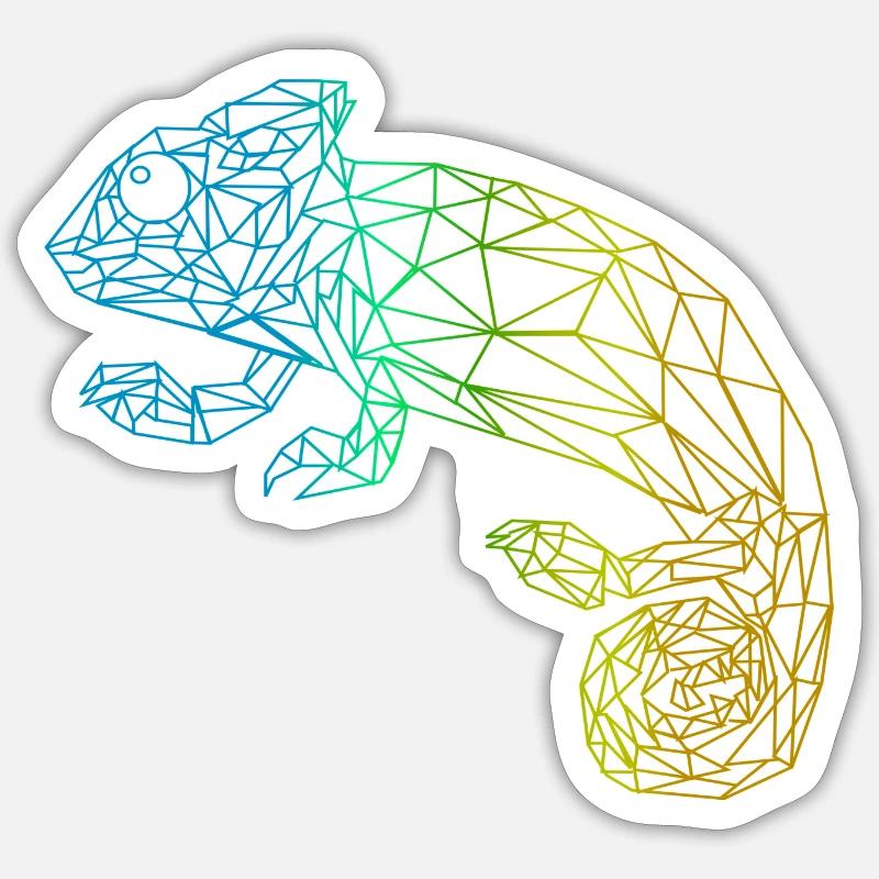 Chameleon Poly minimalistisch - Sticker Größe S (10 x 10 cm) - Mattweiß