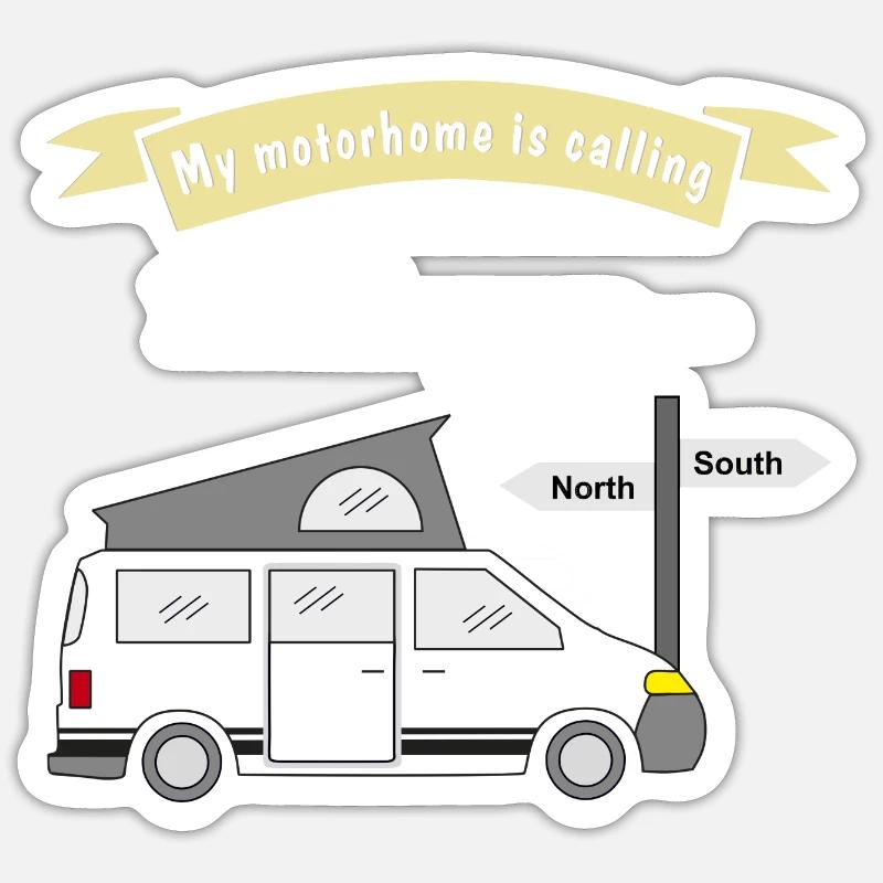 my motorhome is calling - Sticker size S (10 x 10 cm) - white matte