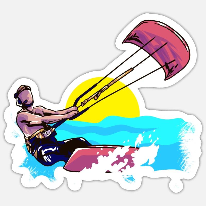 Kitesurfer Kiter Kitesurfen Kitesurf - Sticker taille S (10 x 10 cm) - blanc mat
