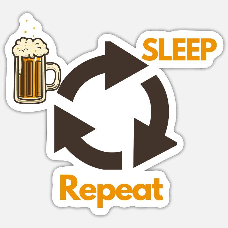 Drink ,Sleep, Repeat - Sticker Größe S (10 x 10 cm) - Mattweiß