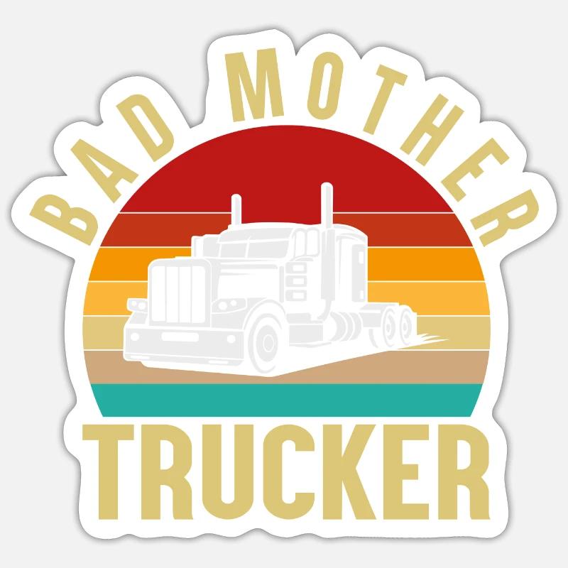 Schlechte Mutter Trucker, Retro - Sticker Größe S (10 x 10 cm) - Mattweiß