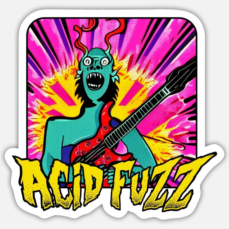 Fuzz acide - Sticker taille S (10 x 10 cm) - blanc mat
