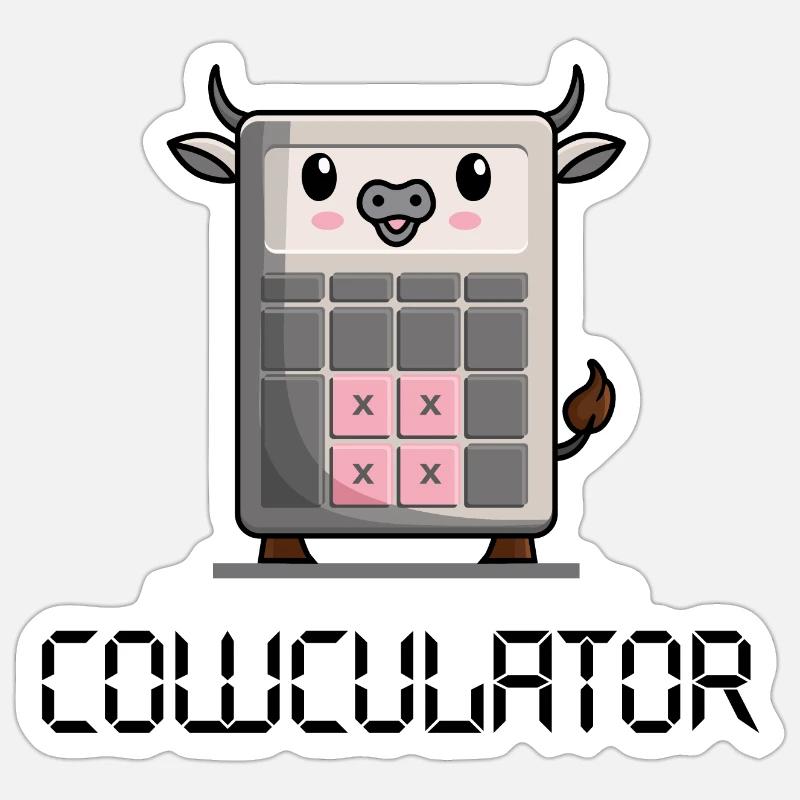 cowculator Version I - Sticker Größe S (10 x 10 cm) - Mattweiß