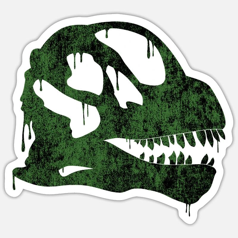 crâne Camarasaurus vert - Sticker taille S (10 x 10 cm) - blanc mat