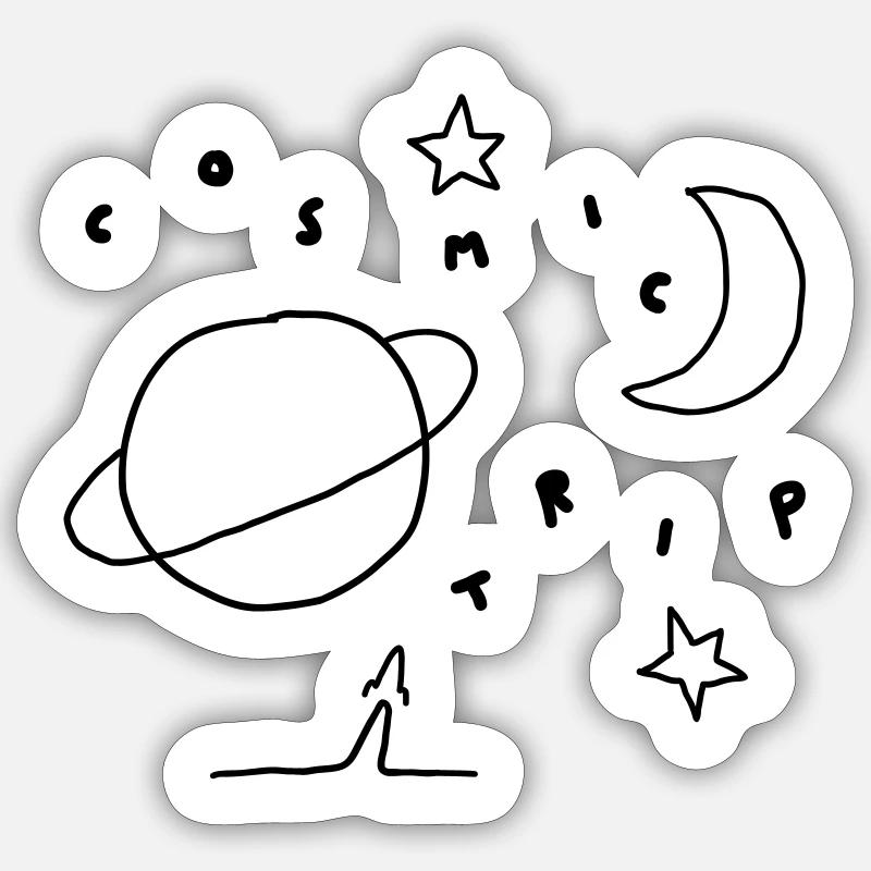 COSMIC TRIP - Sticker taille S (10 x 10 cm) - blanc mat