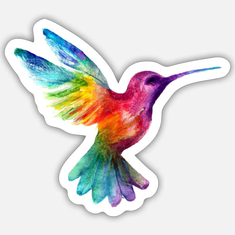 Rainbow Hummingbird - Sticker size S (10 x 10 cm) - white matte