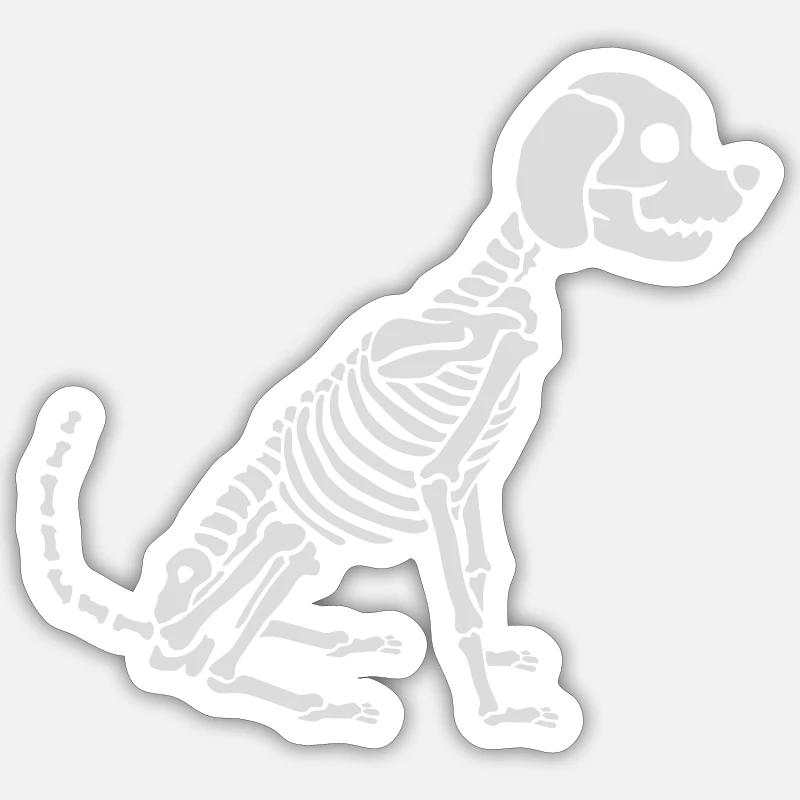 Skeleton Dog Halloween Design - Sticker size S (10 x 10 cm) - white matte