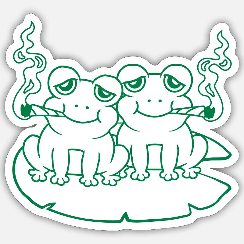 Stoner 2 Grenouilles Amis - Sticker taille S (10 x 10 cm) - blanc mat