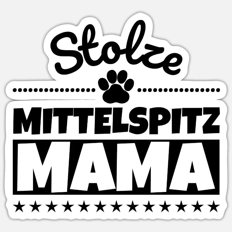 Stolze Mittelspitz Mama - Sticker Größe S (10 x 10 cm) - Mattweiß
