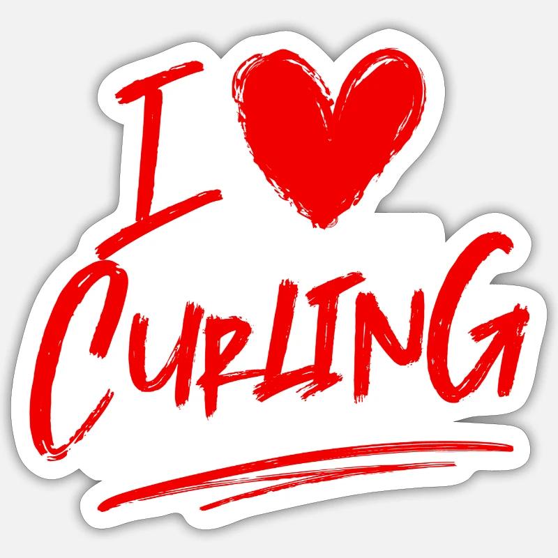 Ich liebe Curling - Sticker Größe S (10 x 10 cm) - Mattweiß