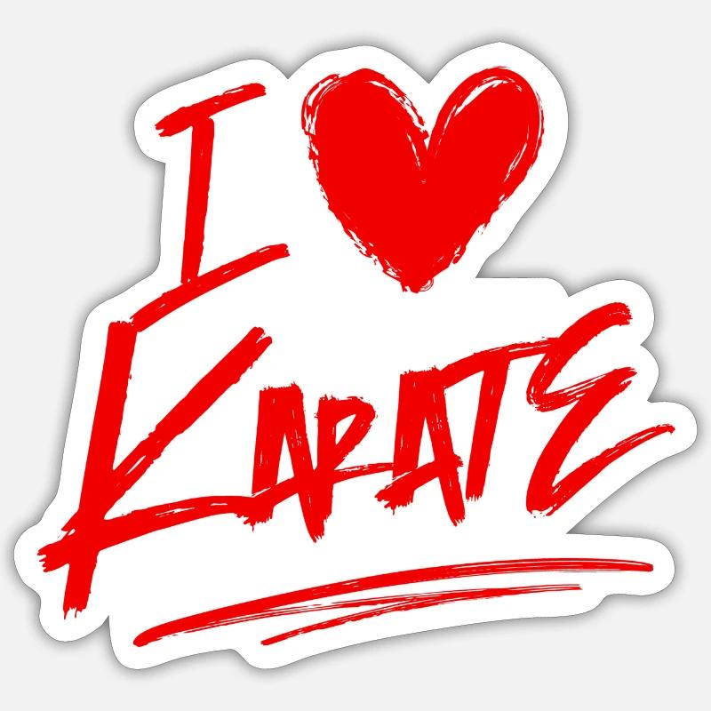 J’adore le karaté - Sticker taille S (10 x 10 cm) - blanc mat