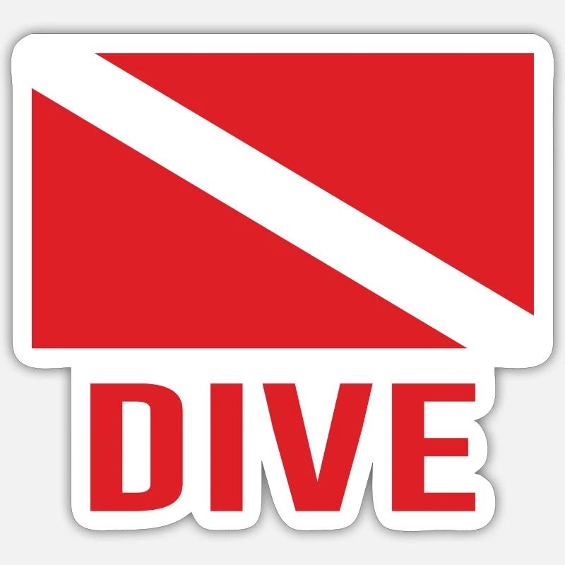 Dive Flag Diving Diver - Sticker size S (10 x 10 cm) - white matte