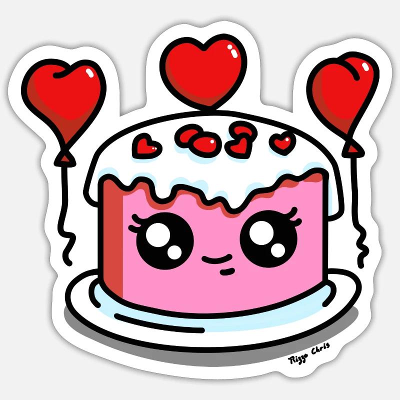 gâteau saint valentin couleurs Sticker taille S (10 x 10 cm)
