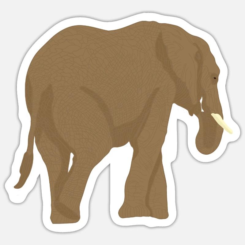 Éléphant brun, animaux africains - Sticker taille S (10 x 10 cm) - blanc mat