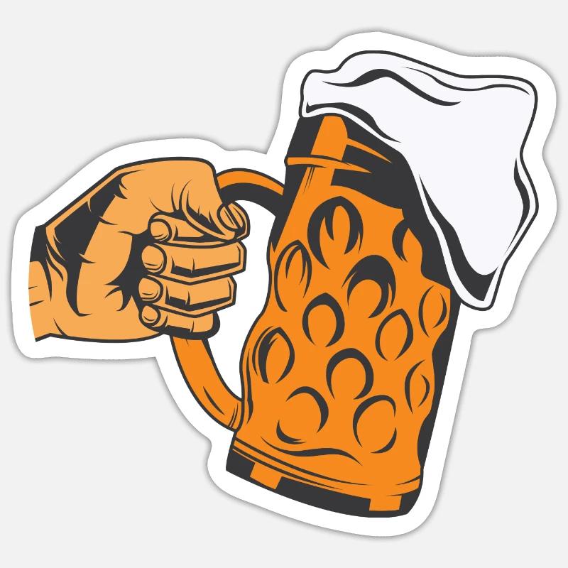 Hand mit Bier - Sticker Größe S (10 x 10 cm) - Mattweiß