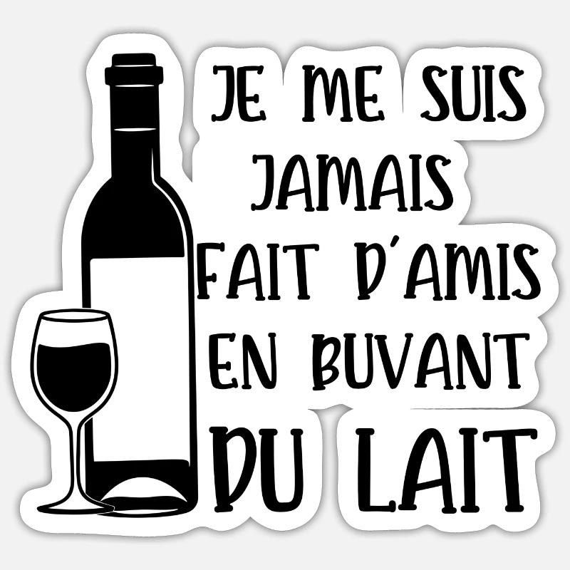 en buvant du lait - Sticker taille S (10 x 10 cm) - blanc mat