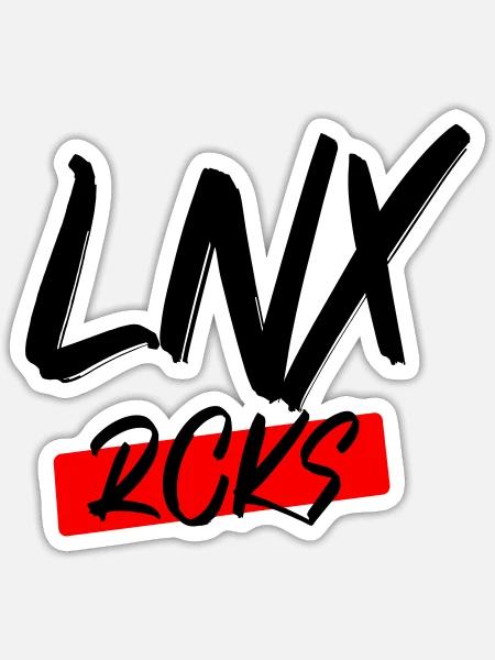 LINUX ROCKS LNX RCKS - Sticker Größe S (10 x 10 cm) - Mattweiß