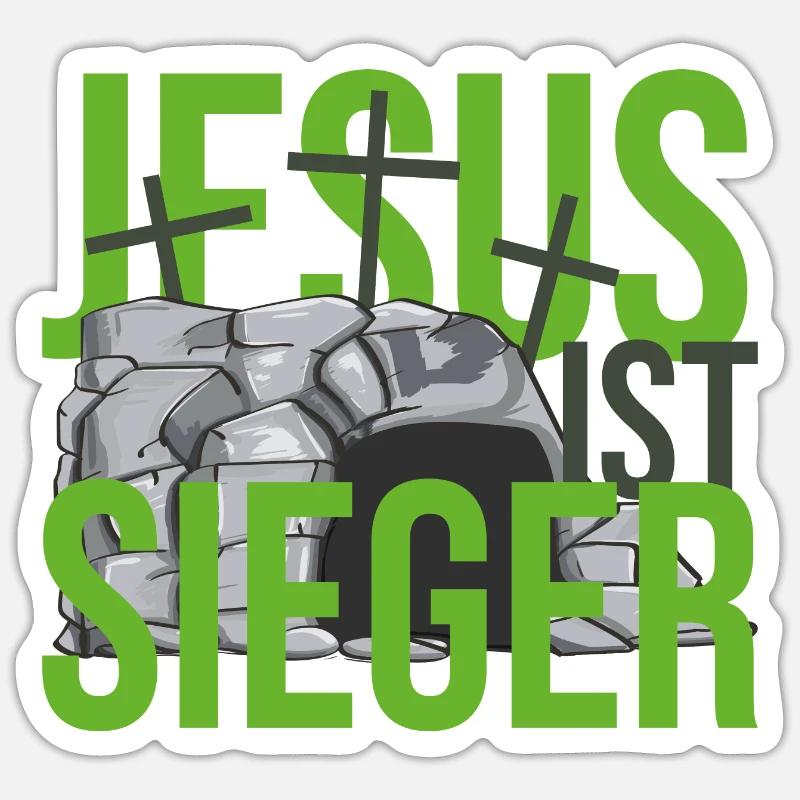 Jesus ist Sieger - Sticker Größe S (10 x 10 cm) - Mattweiß