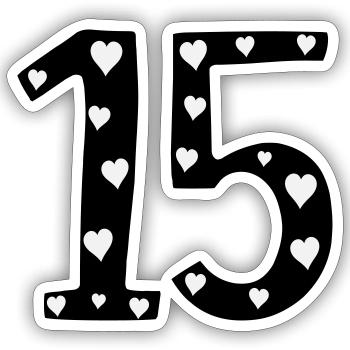 15 birthday with heart - Sticker size S (10 x 10 cm) - white matte - Front