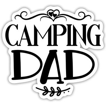 Papa de camping - Sticker taille S (10 x 10 cm) - blanc mat - Devant