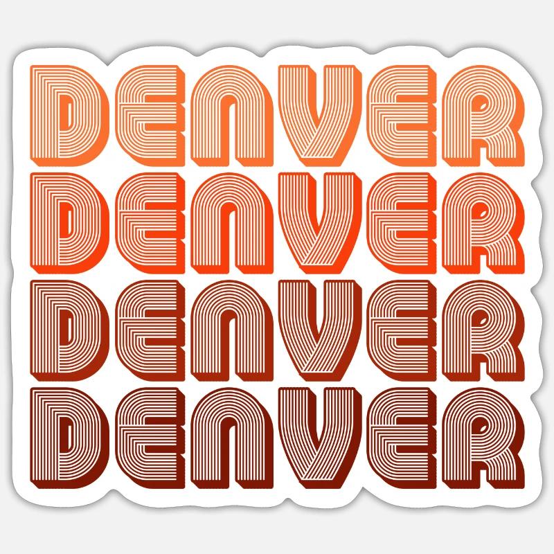 Modèle rétro Denver Gradient - Sticker taille S (10 x 10 cm) - blanc mat