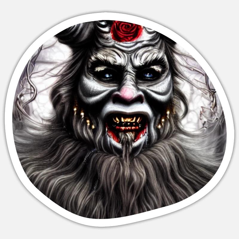 Krampus - Sticker Größe S (10 x 10 cm) - Mattweiß