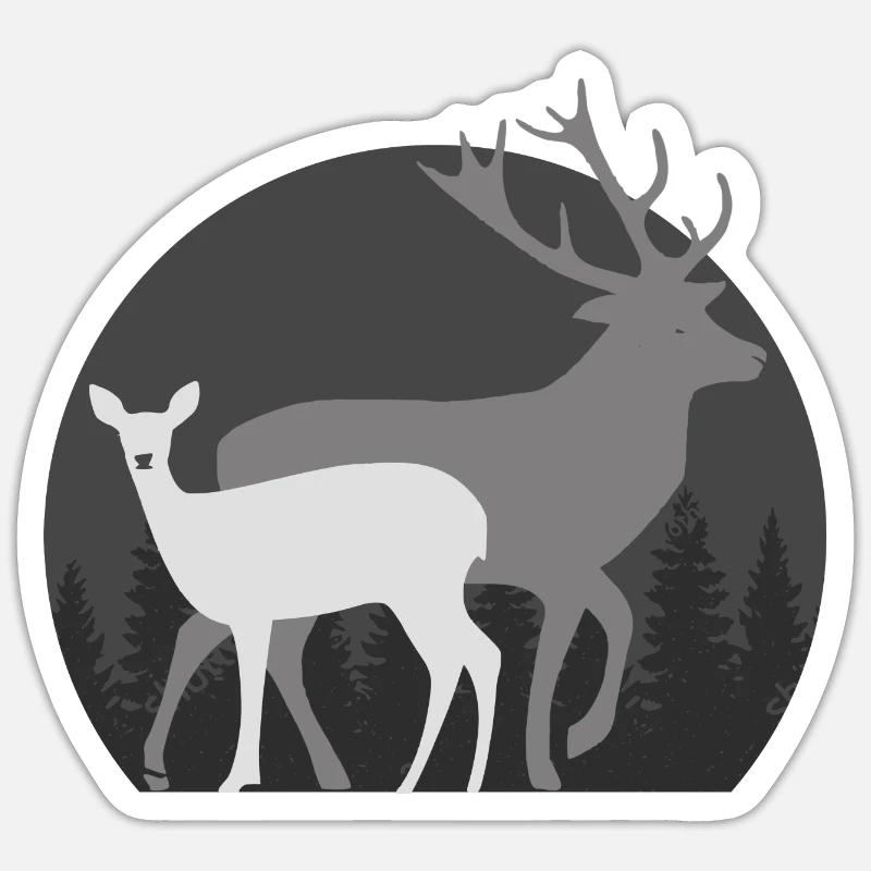 Chasse chasser chasseur de cerf biche chevreuil - Sticker taille S (10 x 10 cm) - blanc mat