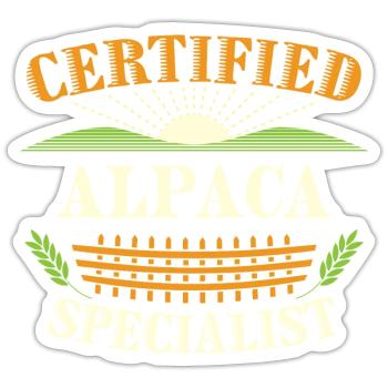Certified Alpaca Specialist Farmer Funny Farming - Sticker size S (10 x 10 cm) - white matte - Front