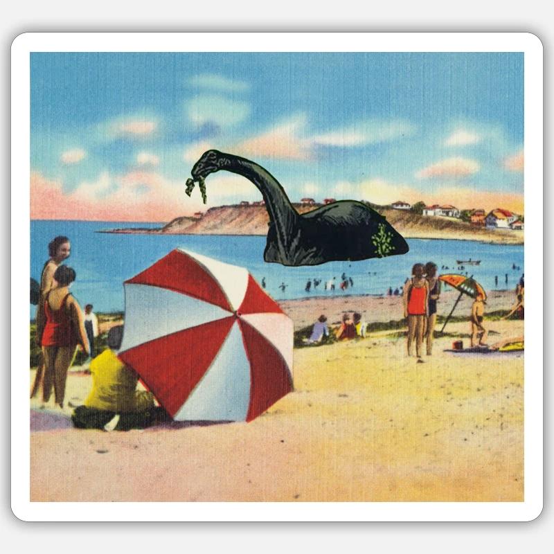 Dinosaurier im Meer - Sticker Größe S (10 x 10 cm) - Mattweiß