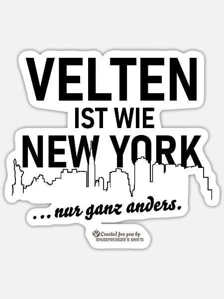 Velten ist wie New York - Sticker Größe S (10 x 10 cm) - Mattweiß