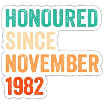 Birthday November 1982 Vintage Design - Sticker size S (10 x 10 cm) - white matte - Front