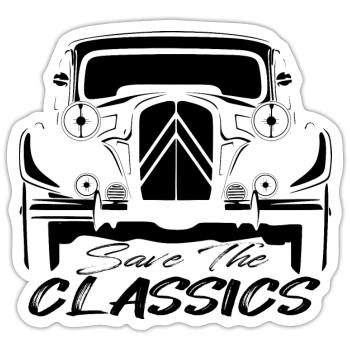 KLASSISCHES FRANZÖSISCHES AUTO - TRAKTION - Sticker Größe S (10 x 10 cm) - Mattweiß - Vorne