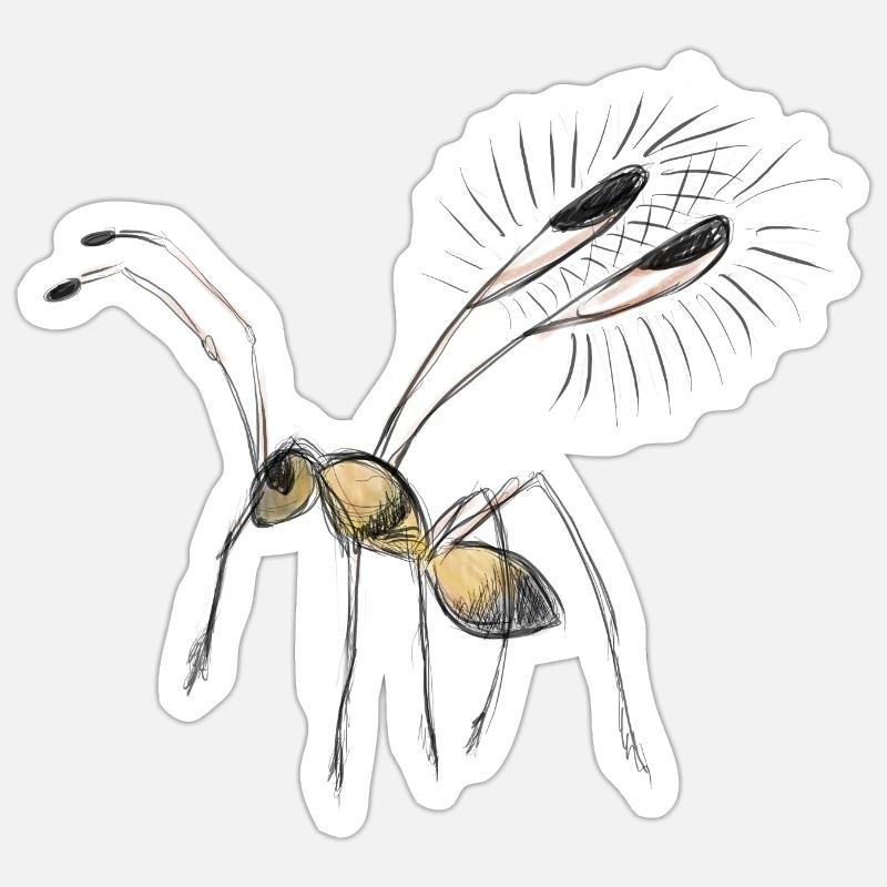 Tiny Fairyfly drawing - Sticker size S (10 x 10 cm) - white matte