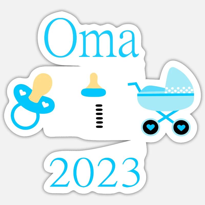 Oma 2023 Geburt Junge Vorlage - Sticker Größe S (10 x 10 cm) - Mattweiß