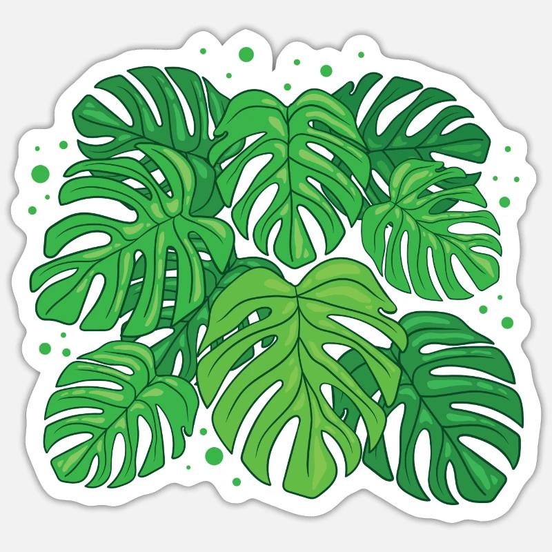 Monstera Deliciosa - Sticker taille S (10 x 10 cm) - blanc mat