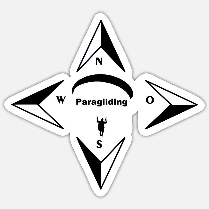 Gleitschirmfliegen Compass Sticker Größe S (10 x 10 cm)