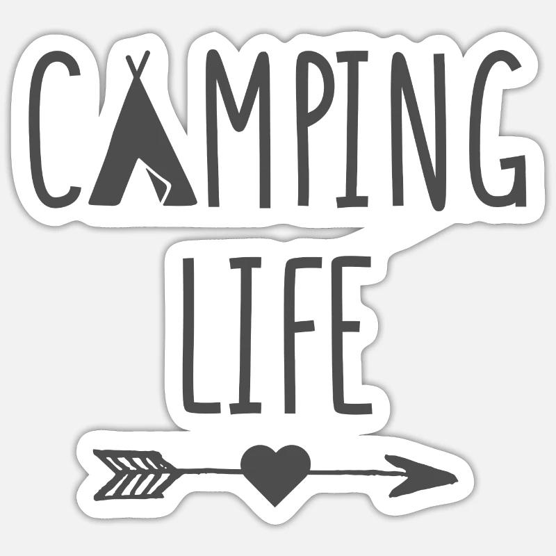 Campingleben - Sticker Größe S (10 x 10 cm) - Mattweiß