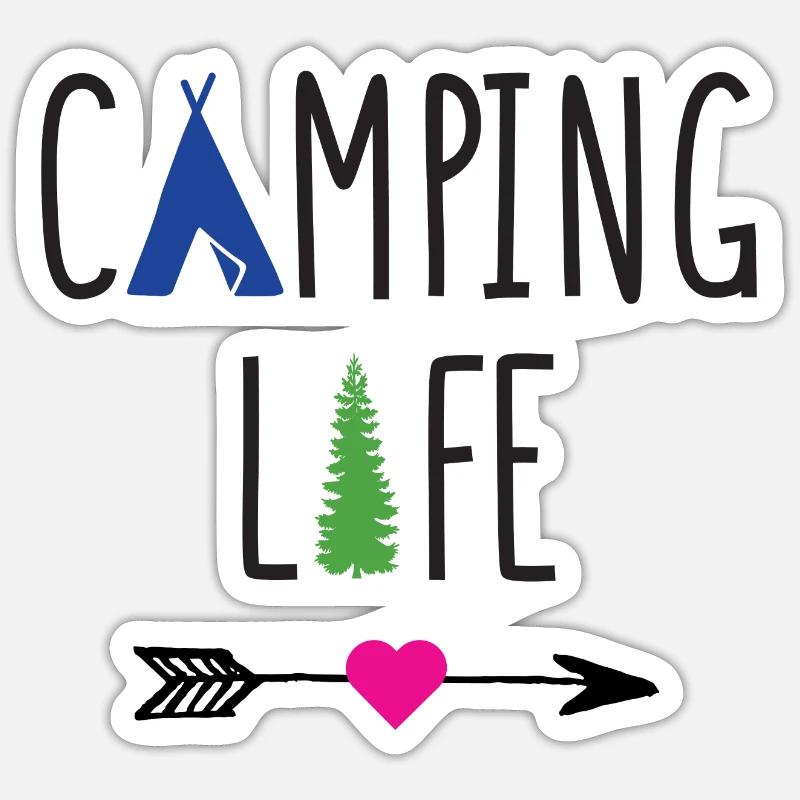 Campingleben - Sticker Größe S (10 x 10 cm) - Mattweiß