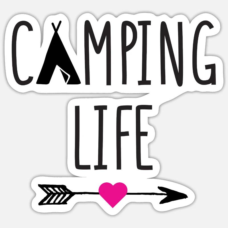 Leben auf dem Campingplatz - Sticker Größe S (10 x 10 cm) - Mattweiß