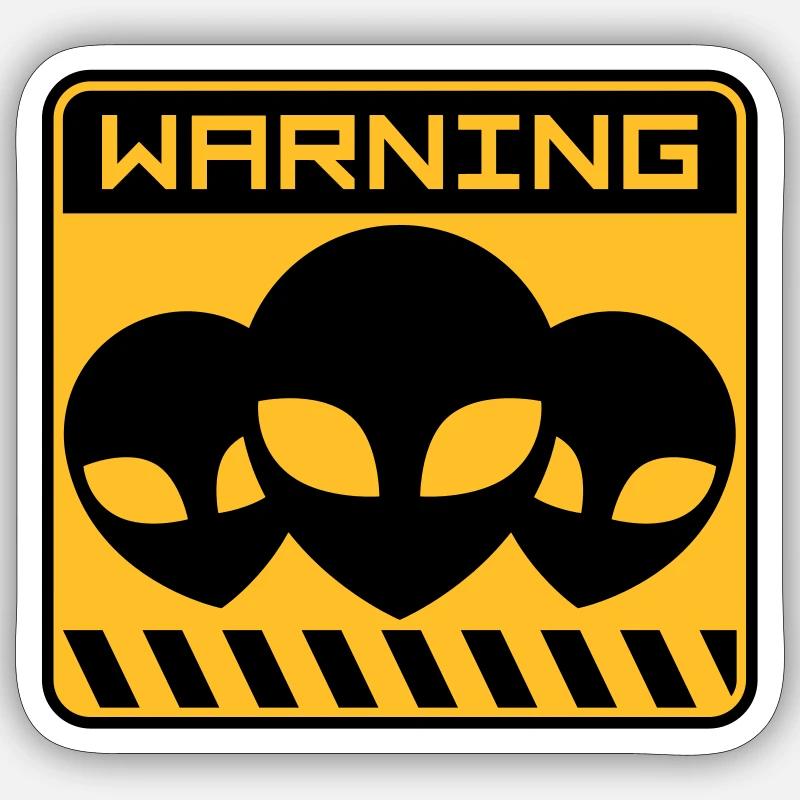 Avertissement Alien Design Shield - Sticker taille S (10 x 10 cm) - blanc mat