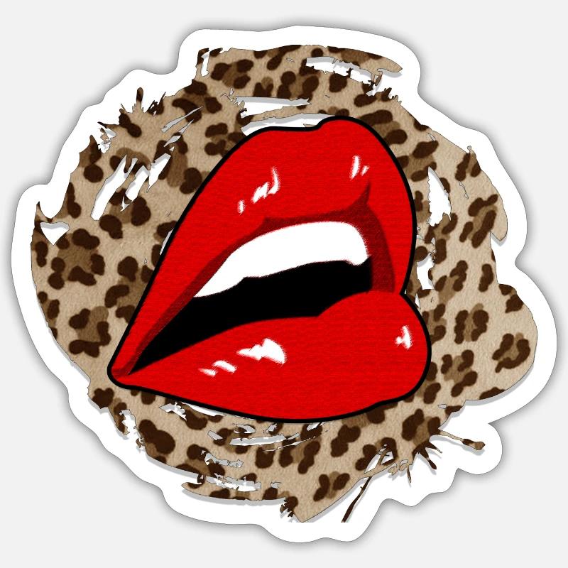 Leopard Lips - Sticker size S (10 x 10 cm) - white matte