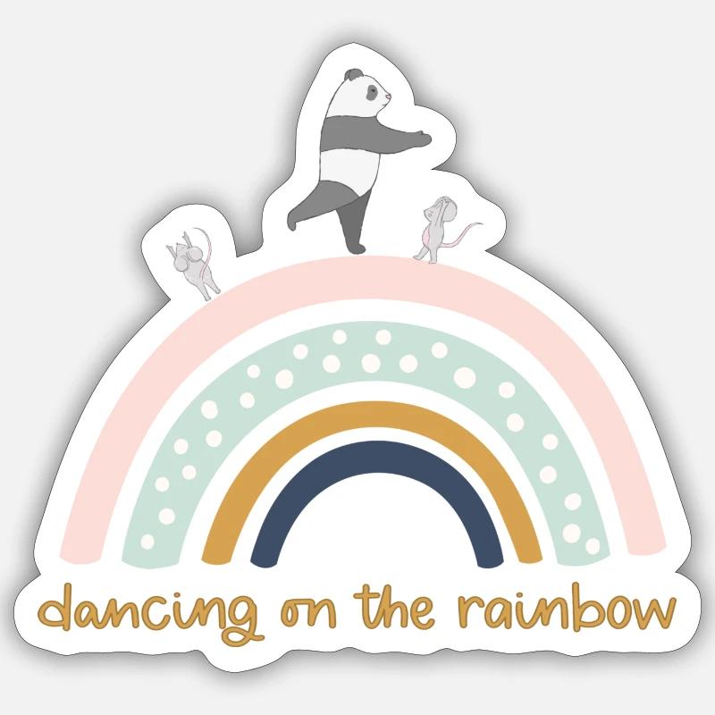 dancing on the rainbow - Sticker size S (10 x 10 cm) - white matte
